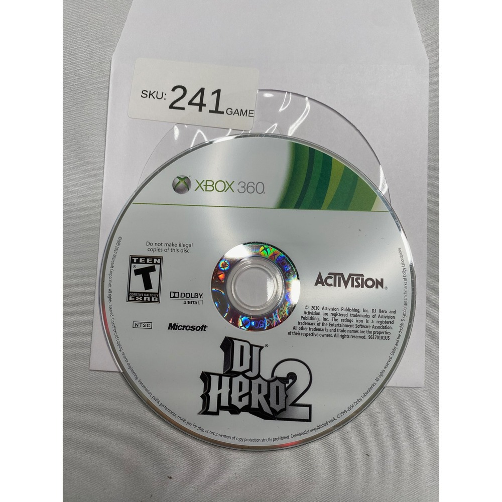 DJ Hero 2 Microsoft Xbox 360 Activision Rhythm Music Video Game Disc Only
